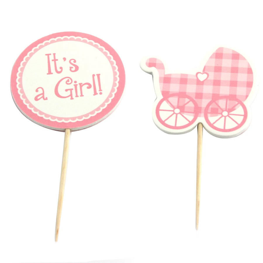 12 Toppers Cupcakes Its a Girl FestasParty