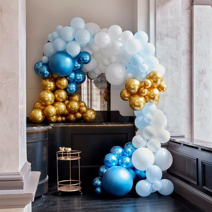 Arco Balões Luxe Azul e Dourado | FestasParty