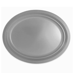 10 Bandejas Prateadas Plástico 31cm