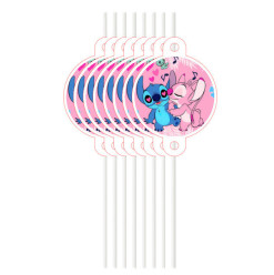 10 Palhinhas Stitch Disney Pink