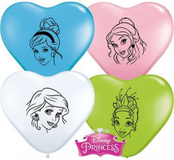 100 Balões Coração Princesas Sortidos 6&quot;