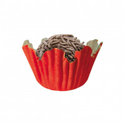100 Mini Cápsulas Brigadeiro Recortado Vermelho