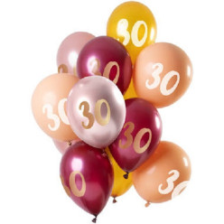 12 Balões Pink Gold 30º Aniversário