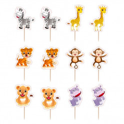 12 Mini Toppers Animais da Selva | Safari