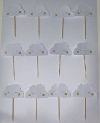 12 Mini Toppers Nuvem Branca