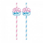 12 Palhinhas Menino ou Menina Baby Shower