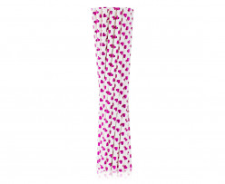 12 Palhinhas Papel Corações Rosa