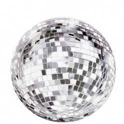 12 Pratos Bola Disco Glitter 18cm