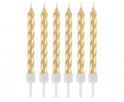 12 Velas Douradas com Suporte