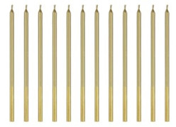 12 Velas Dourado & Dourado 14cm