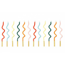12 Velas Espiral Arco-íris 14cm