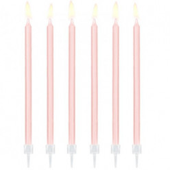 12 Velas Rosas Claras 14cm