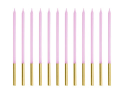12 Velas Roxo & Dourado 14cm