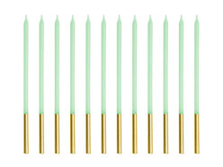 12 Velas Verde & Dourado 14cm
