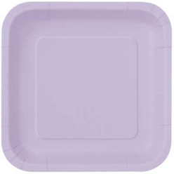 14 Pratos Quadrados Lilás 23cm