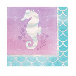 16 Guardanapos Cocktail Sereia Iridescentes