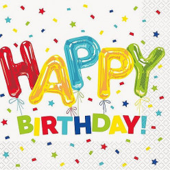 16 Guardanapos Happy Balloon Birthday