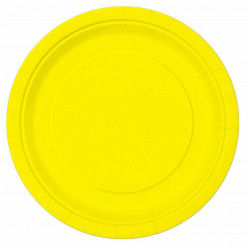 16 Pratos Amarelos Neon 22 cm