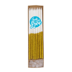 16 Velas Altas Glitter Ouro