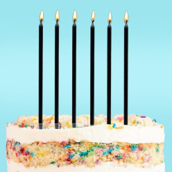 16 Velas Altas Metalizadas Preto 15cm