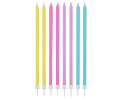 16 Velas Compridas Cores Pastel Sortidas