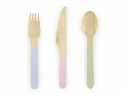18 Talheres Madeira Pastel