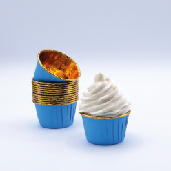 24 Cápsulas Cupcake Forno Azul e Dourado