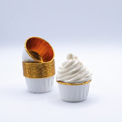 24 Cápsulas Cupcake Forno Branco e Dourado