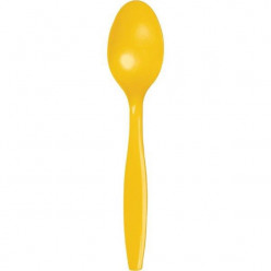 24 Colheres Plástico Amarelo Torrado