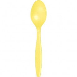 24 Colheres Plástico Amarelo