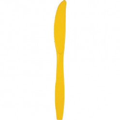 24 Facas Plástico Amarelo Torrado