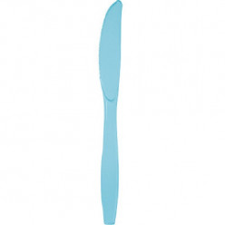 24 Facas Plástico Azul Claro