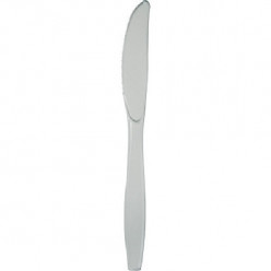 24 Facas Plástico Prateado