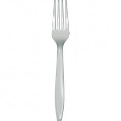 24 Garfos Plástico Prateado