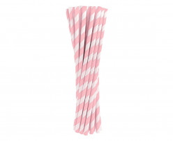 24 Palhinhas Papel Rosa Claro