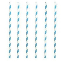 25 Palhinhas Papel Azuis 20cm