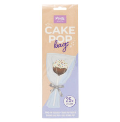 25 Sacos para Cake Pop com Laços Prateados PME