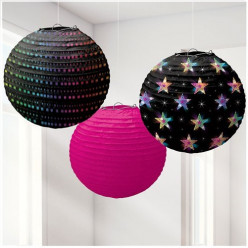 3 Lanternas Papel Anos 70 Disco Fever