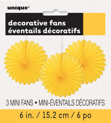 3 Mini Flor de Papel Decorativa 6 Amarela
