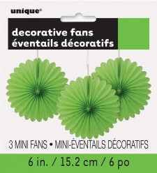 3 Mini Flor de Papel Decorativa 6 polegadas Verde Lima