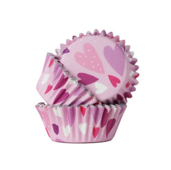 30 Cápsulas Alumínio Cupcake Corações Rosa PME