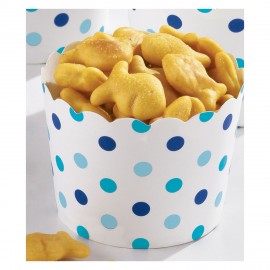 36 Mini copos papel bolinhas azul