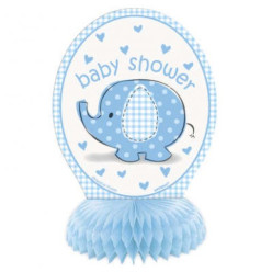 4 Mini Centros Mesa Baby Shower Elefante Azul