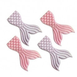 4 Mini Decorações Açúcar Caudas Sereia