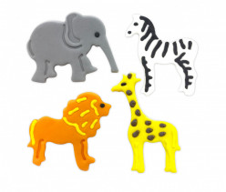 4 Mini Toppers Açúcar Animais da Selva 4.5cm