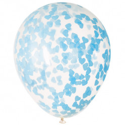 5 Balões Confettis Corações Azuis