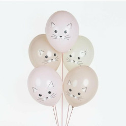 5 Balões Látex Gato