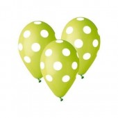 5 Balões látex verdes com bolinhas