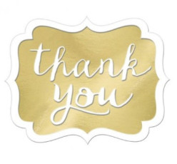 50 Autocolantes Dourados "Thank You"