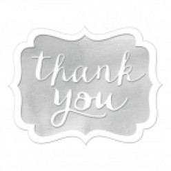 50 Autocolantes Prateados "Thank you"